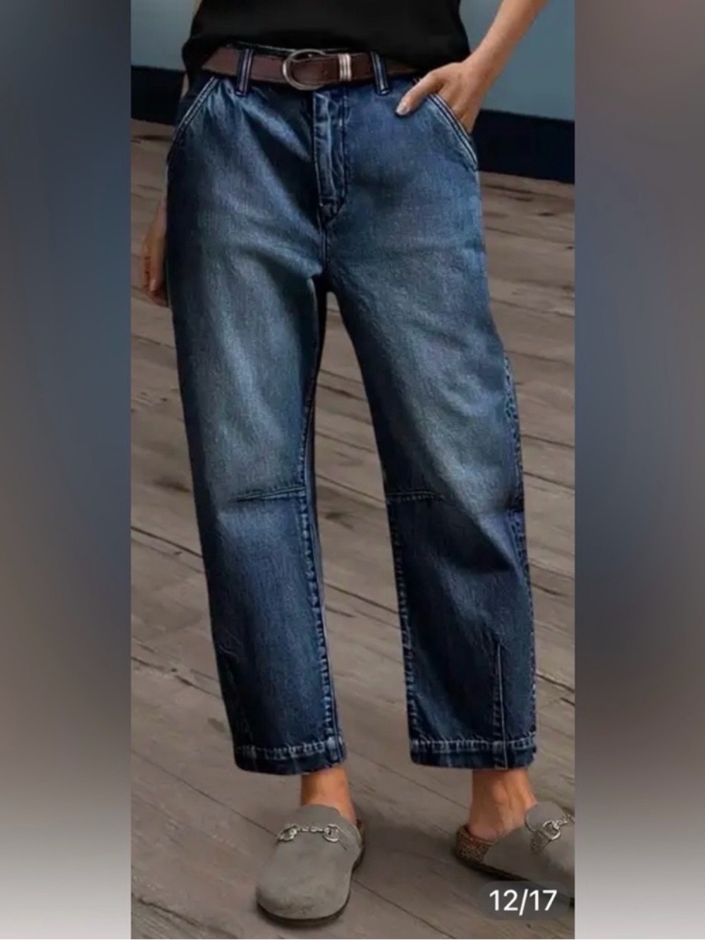NWT Flamingals cropped barrel Blue Denim Jeans